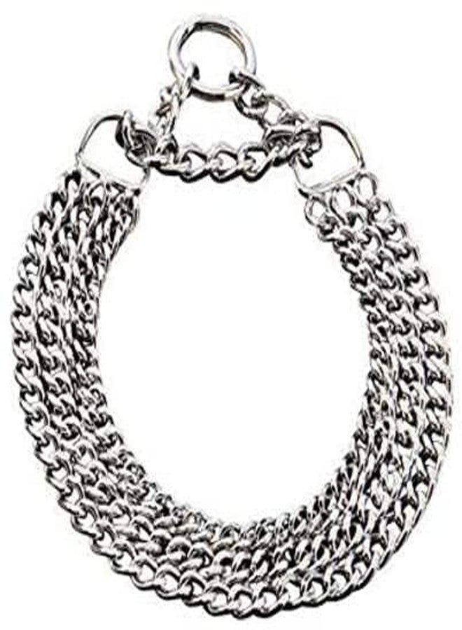 Pups&Pets سلسلة خنق للكلاب من الفولاذ المقاوم للصدأ المطلي بالكروم من Pups&Pets - طوق فولاذي بطول 24 بوصة (3 طبقات) - Image 1